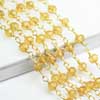 Natural Yellow Coated Quartz Faceted Roundel Beads Gold Plated Link Chain Length is 14 Inches and Size 4mm approx.